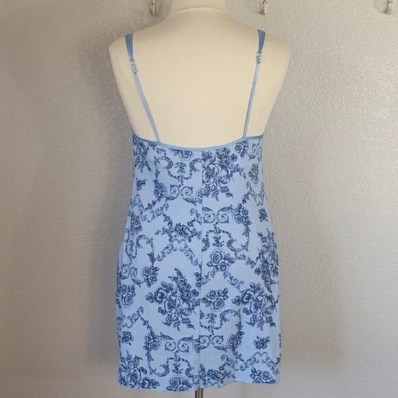 Adonna  XL Chemise & Robe Set Blue Floral Lace Trim - Picture 4 of 8